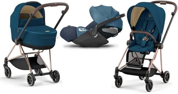 Cybex Mios 3.0 + Cloud Z2 i-Size Mountain Blue + Rose gold frame Bērnu rati 3in1