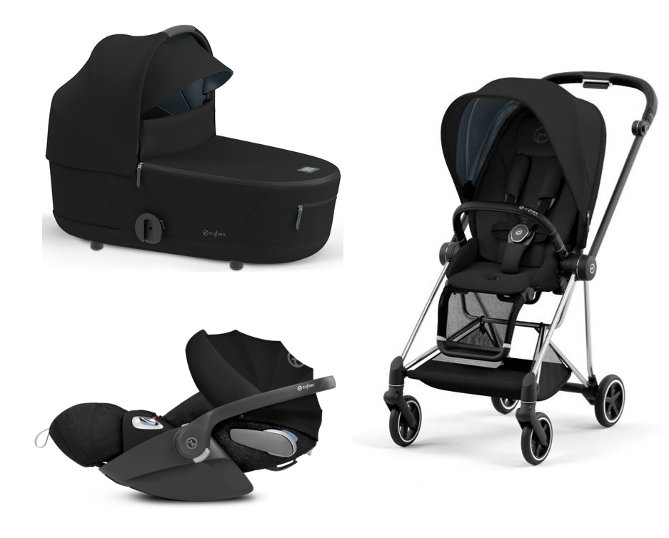 Cybex Mios 3.0 Deep Black Plus + Cloud Z I-Size + Chrome Black frame Bērnu rati 3in1