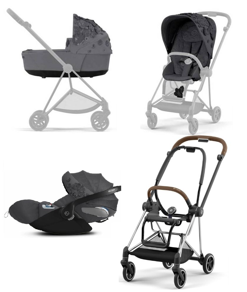 Cybex Mios 3.0 Dream Grey Simply Flowers + Cloud Z I-Size + Chrome Brown frame Bērnu rati 3in1