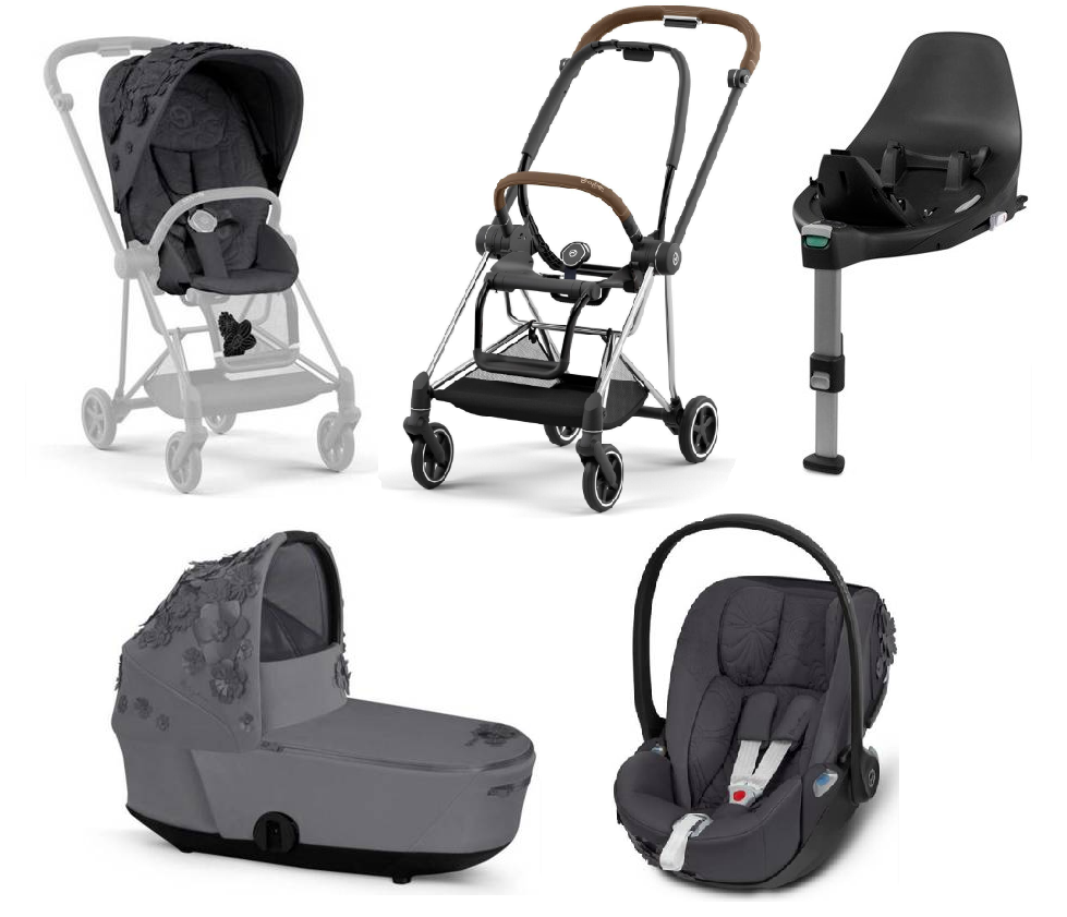 Cybex Mios 3.0 Dream Grey Simply Flowers + Cloud Z I-Size + Chrome Brown frame Bērnu rati 4in1