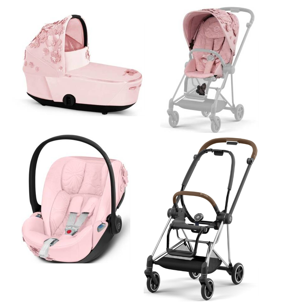 Cybex Mios 3.0 Pale Blush Simply Flowers + Cloud Z I-Size + Chrome Brown frame Bērnu rati 3in1