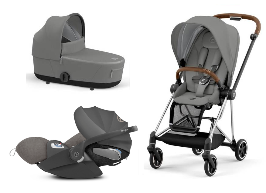 Cybex Mios 3.0 Soho Grey Plus + Cloud Z I-Size + Chrome Brown frame Bērnu rati 3in1