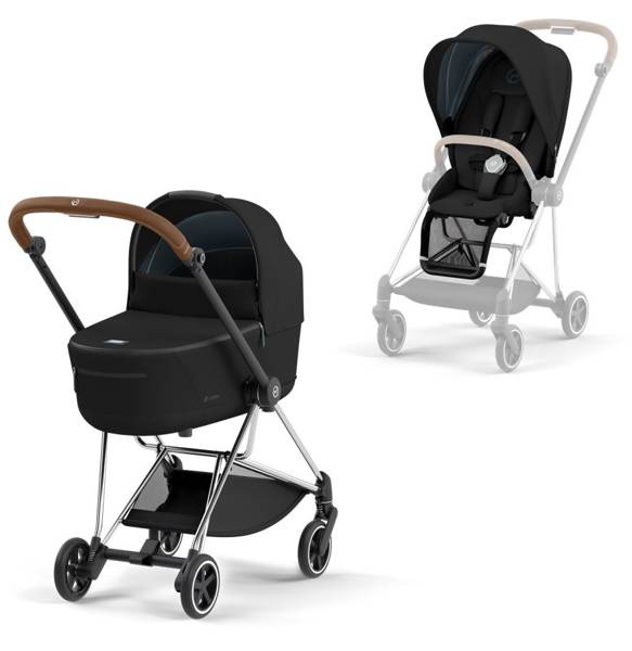 Cybex Mios Deep Black + Chrome Brown Frame Bērnu rati 2in1