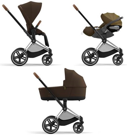 Cybex Priam 4.0 + Cloud Z2 I-size Chrome brown frame Khaki Brown Bērnu rati 3in1