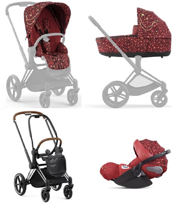 Cybex Priam 4.0 + Cloud Z2 I-size + Chrome brown frame Rosenrot Red by Alec Voelkel Bērnu rati 3in1