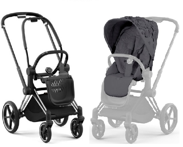 Cybex Priam 4.0 Dream Grey Simply Flowers + Chrome black frame Pastaigu rati