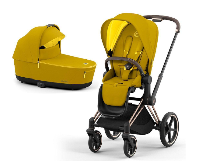 Cybex Priam 4.0 Mustard Yellow Rose Gold frame Bērnu rati 2in1