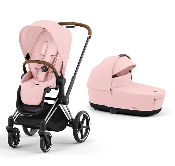 Cybex Priam 4.0 Peach Pink Chrome Brown frame Bērnu rati 2in1