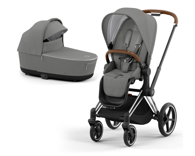 Cybex Priam 4.0 Soho Grey Chrome brown frame Bērnu rati 2in1