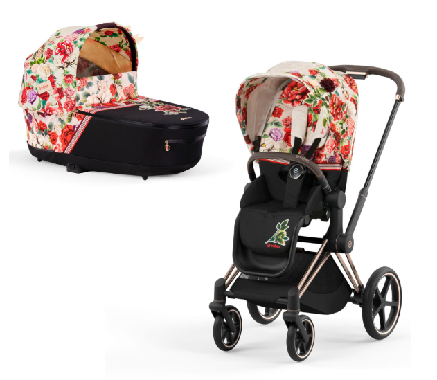 Cybex Priam 4.0 Spring Blossom Light Rose Gold frame Bērnu rati 2in1