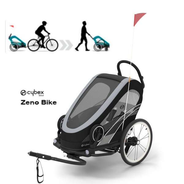 Cybex Zeno Bike All Black Sporta ratiņi Skriešanai Slēpošanai - Velo piekabe 4in1