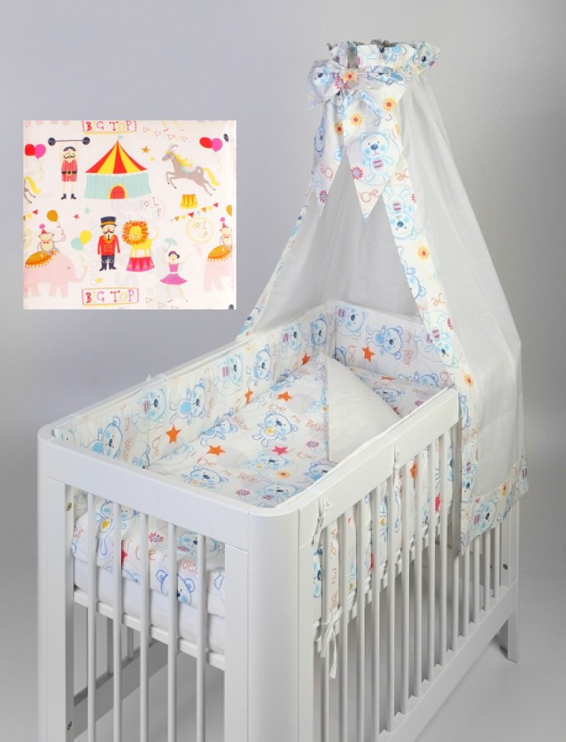 Gultas veļa šūpulim virspalags+spilvendrāna TROLL Circus Bedding set for crib 2