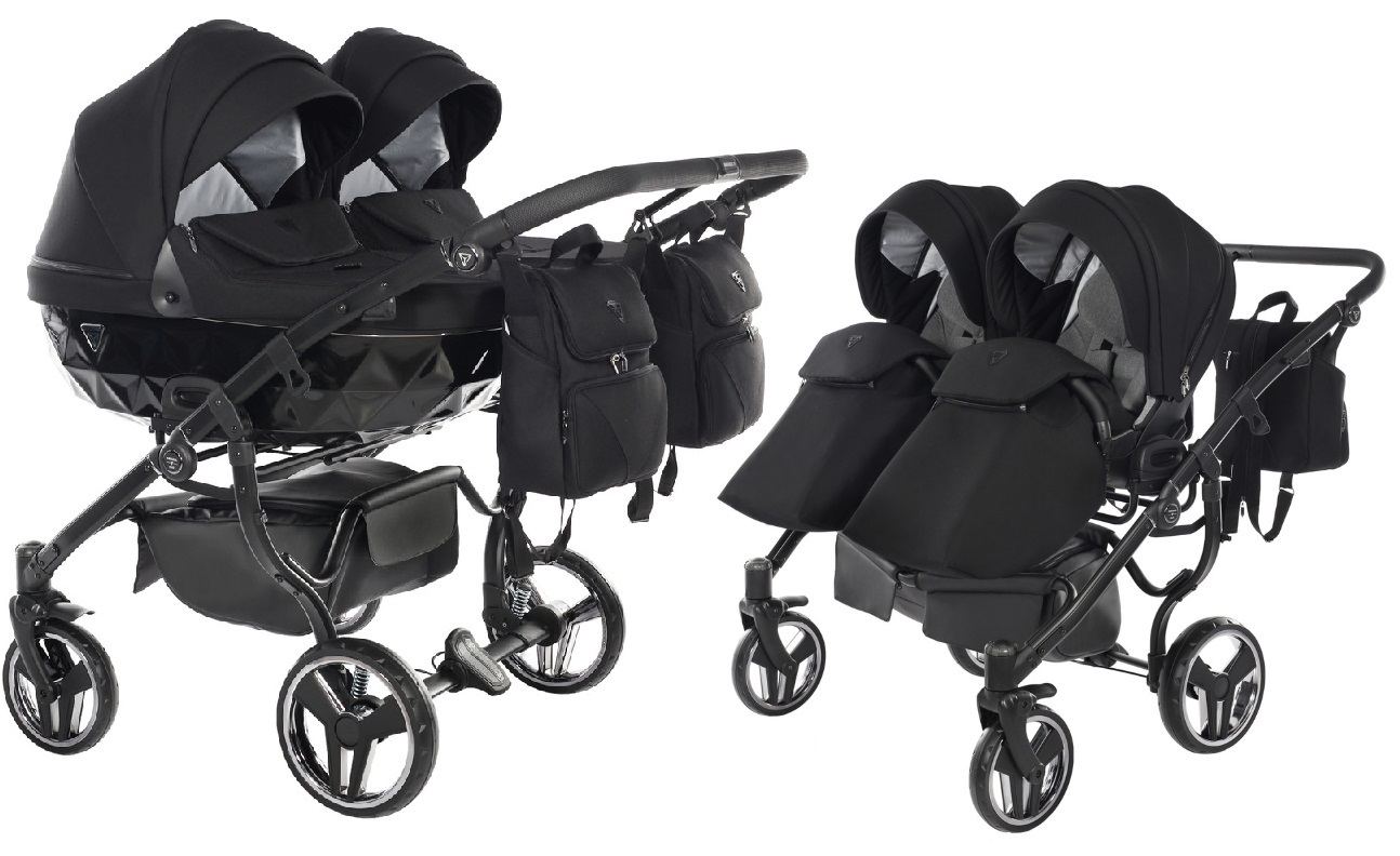 Junama Basic Duo 01 Black Dvīņu rati 2in1