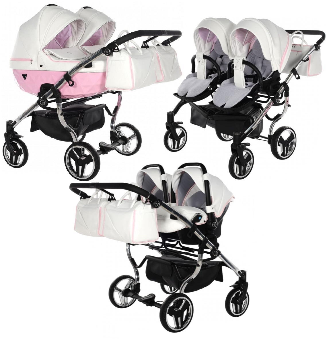 Junama Candy Duo 01 Pink Dvīņu rati 3in1