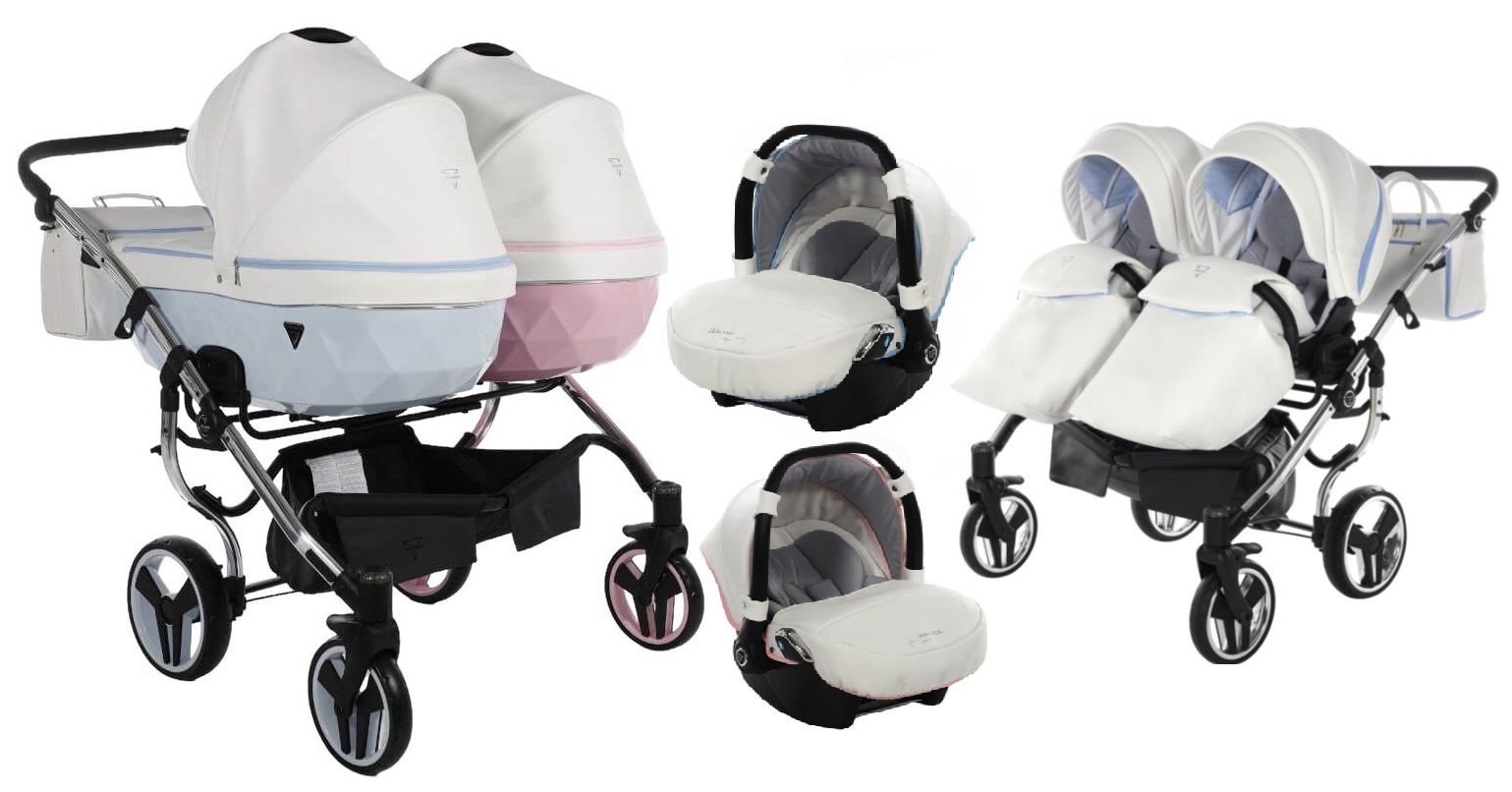 Junama Candy Duo Pink / Blue Dvīņu rati 3in1