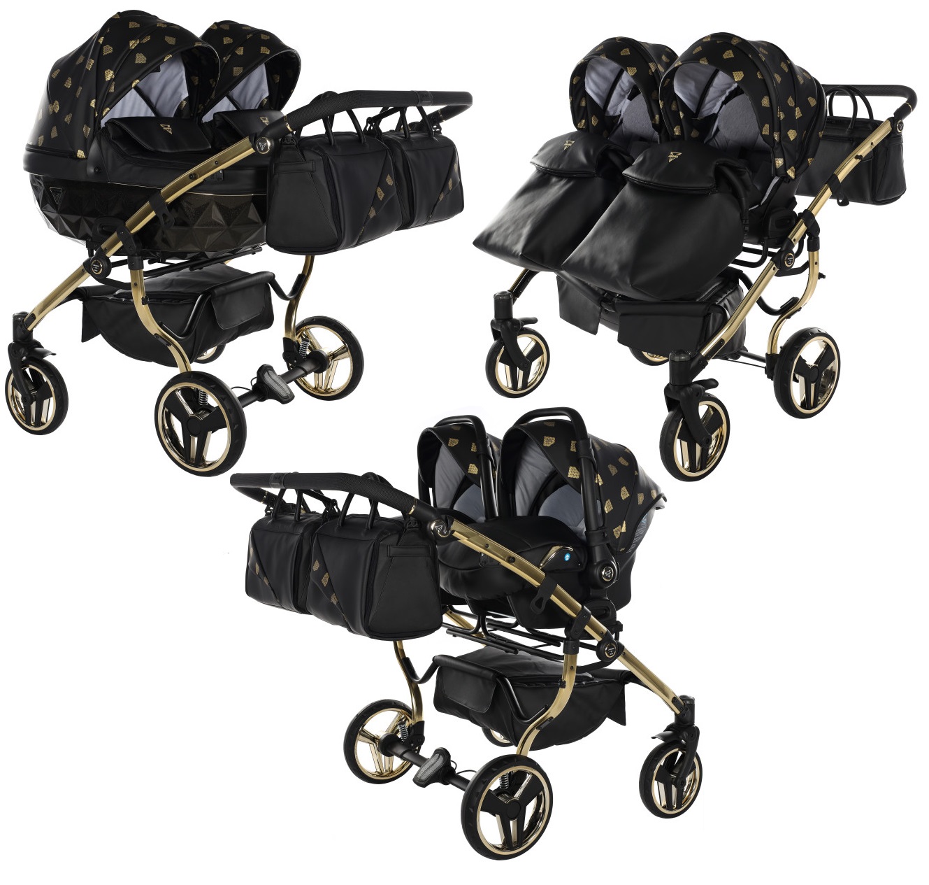 Junama Glow Duo 05 Black Gold Dvīņu rati 3in1