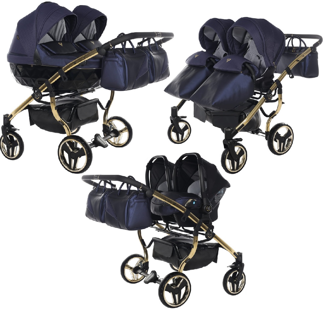 Junama Saphire Duo 01 Navy Blue Dvīņu rati 3in1