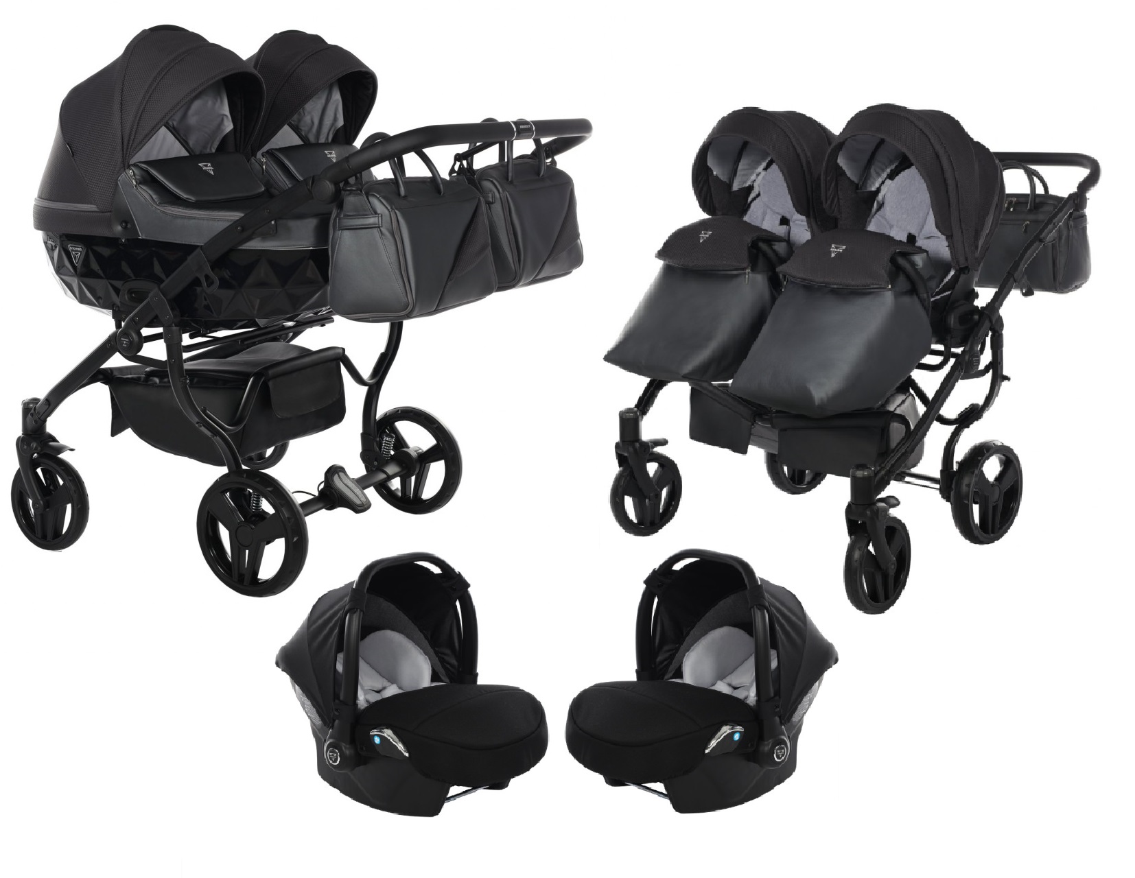 Junama Saphire Duo 02 Black Dvīņu rati 3in1