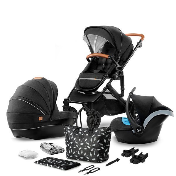 Kinderkraft Prime Black Bērnu rati 3in1