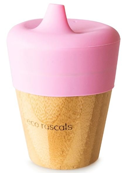 Mācību krūze neizlīstošā Naturālā Bambusa 190ml Eco Rascals pink