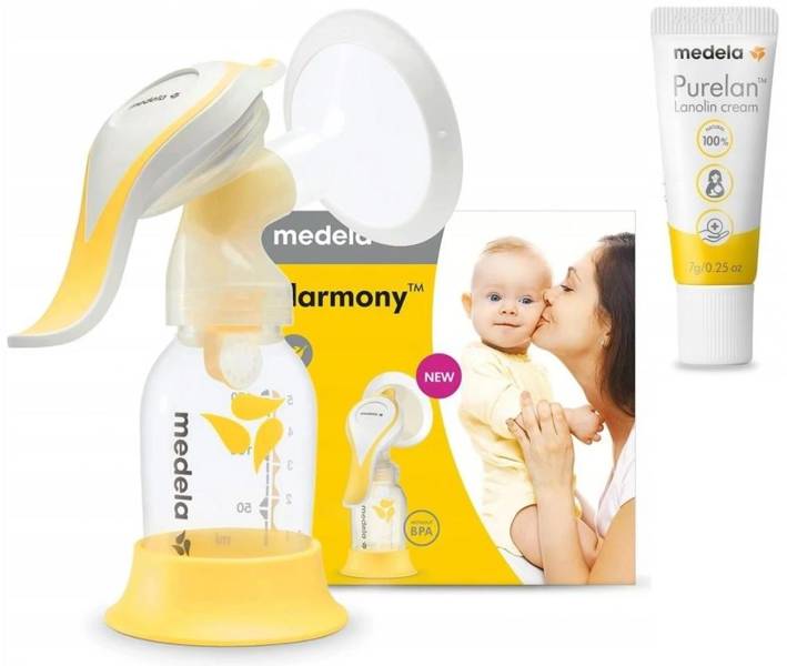 Manuālais piena pumpis Medela Harmony Flex + krēms krūšu galu kopšanai Purelan Lanolin