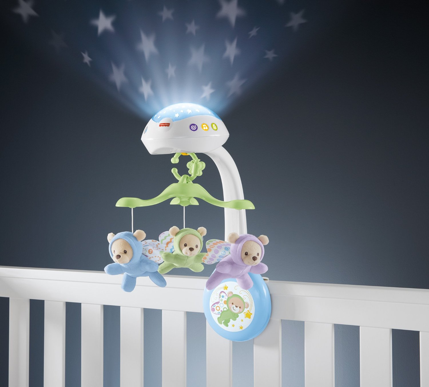 Muzikālais karuselis gultiņai Fisher Price Bears Dreams 3-in-1 Projection Mobile CDN41