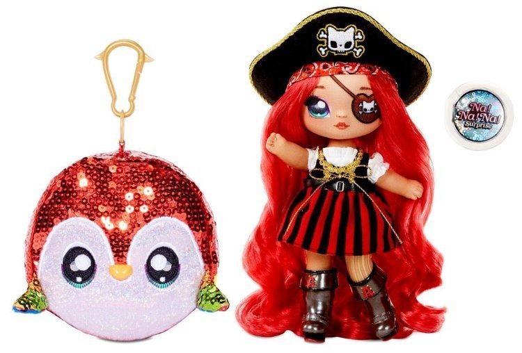 Na! Na! Na! Surprise 2-in-1 Fashion Doll Becky Buckaneer & Plush Pom with Confetti Sparkly Sequined