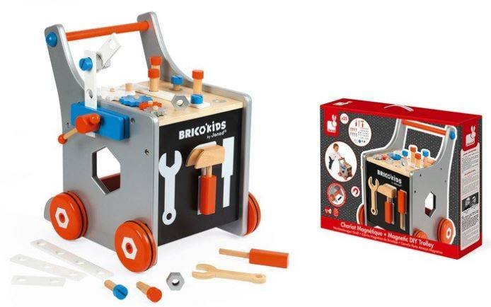 Ratiņi ar riteņiem un instrumentiem Janod Brico'kids Magnetic DIY Trolley