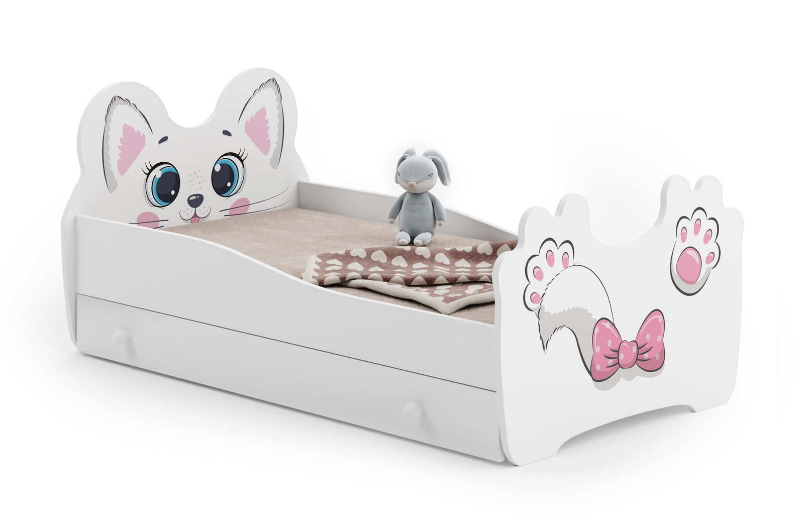 Bērnu gulta Pink Cat 140x70 ar atvilktni