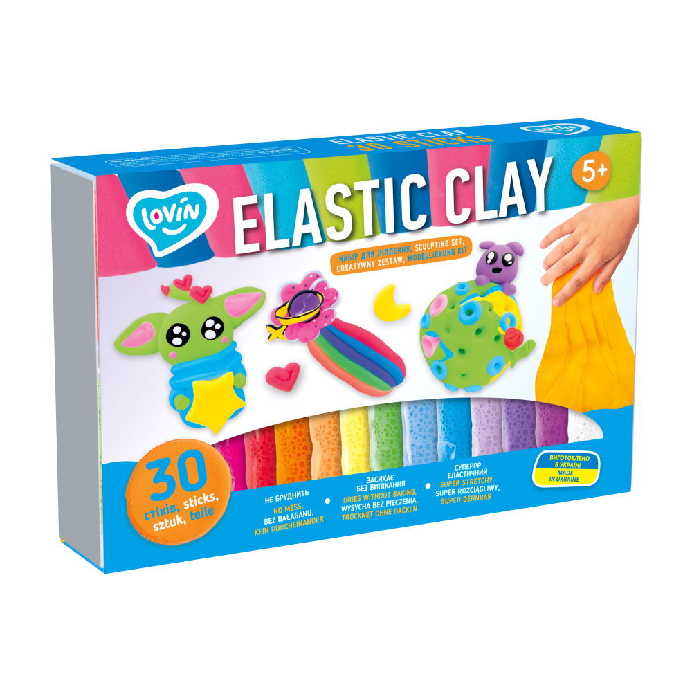 Radošais komplekts Modelēšanas mīkla (lēkājošais plastilīns) Elastic 30 gab.