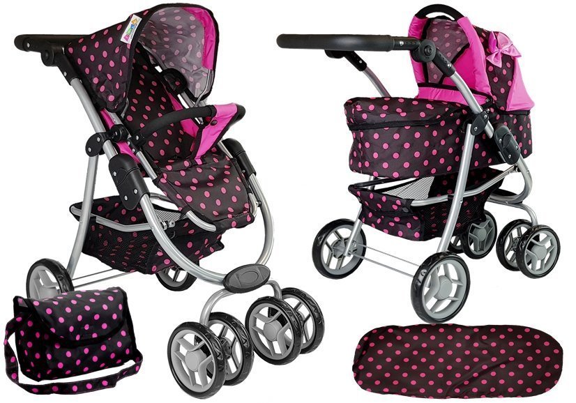 Alice Leļļu rati 2in1 Black/Pink