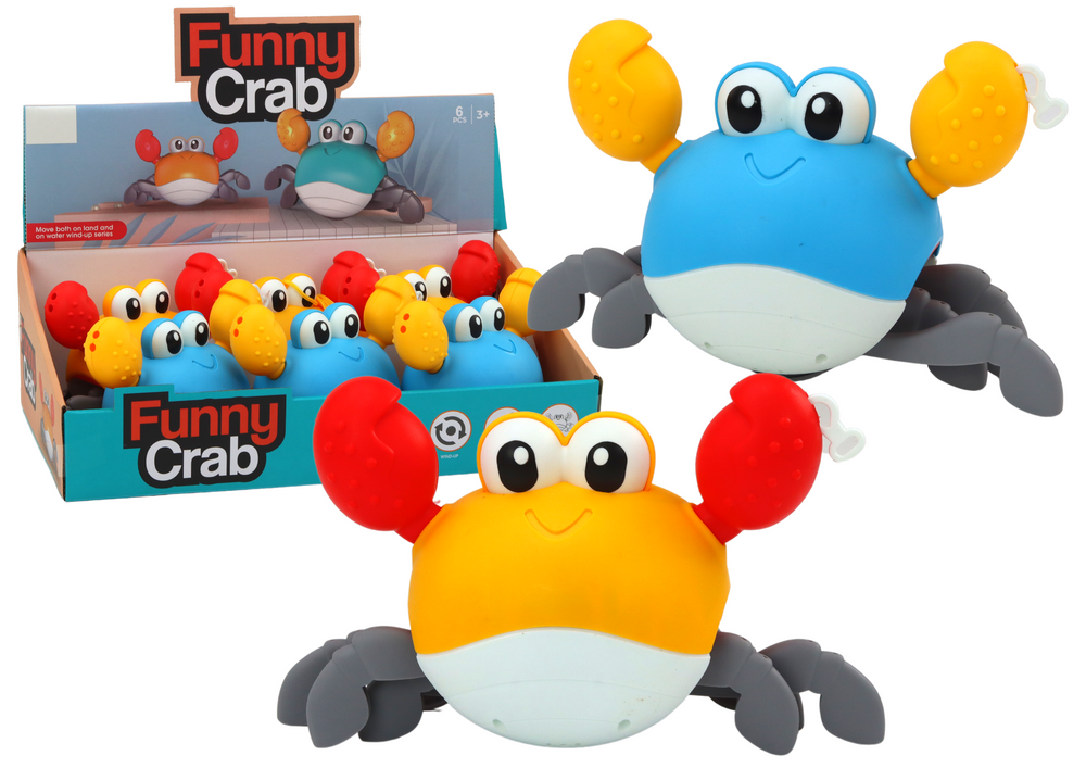 Bath Toy Wind Up Crab Walks Swims Blue Yellow