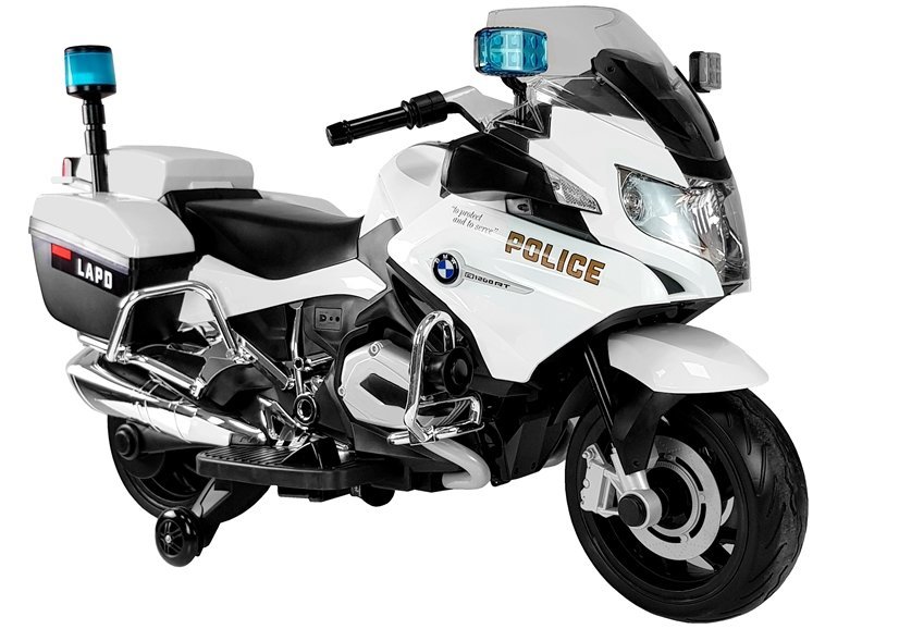 Bērnu elektriskais motocikls BMW Police Motorcycle White