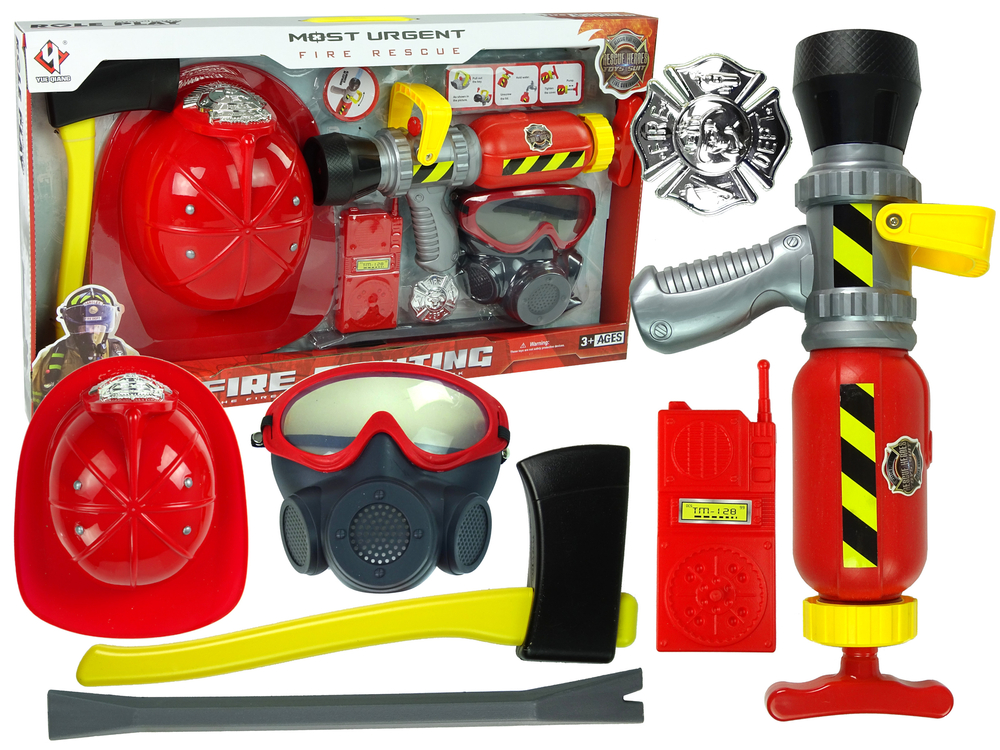 Brigade Set Fire Extinguisher Water Mask Helmet Red