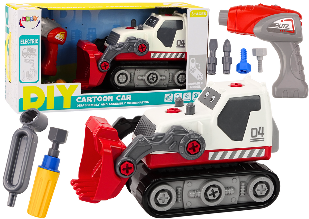 Cartoon Crawler Excavator For Turning DIY White