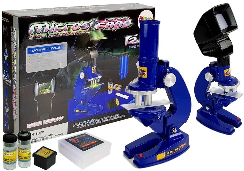 Children's microscope, educational scientist, blue 100x 200x 450x