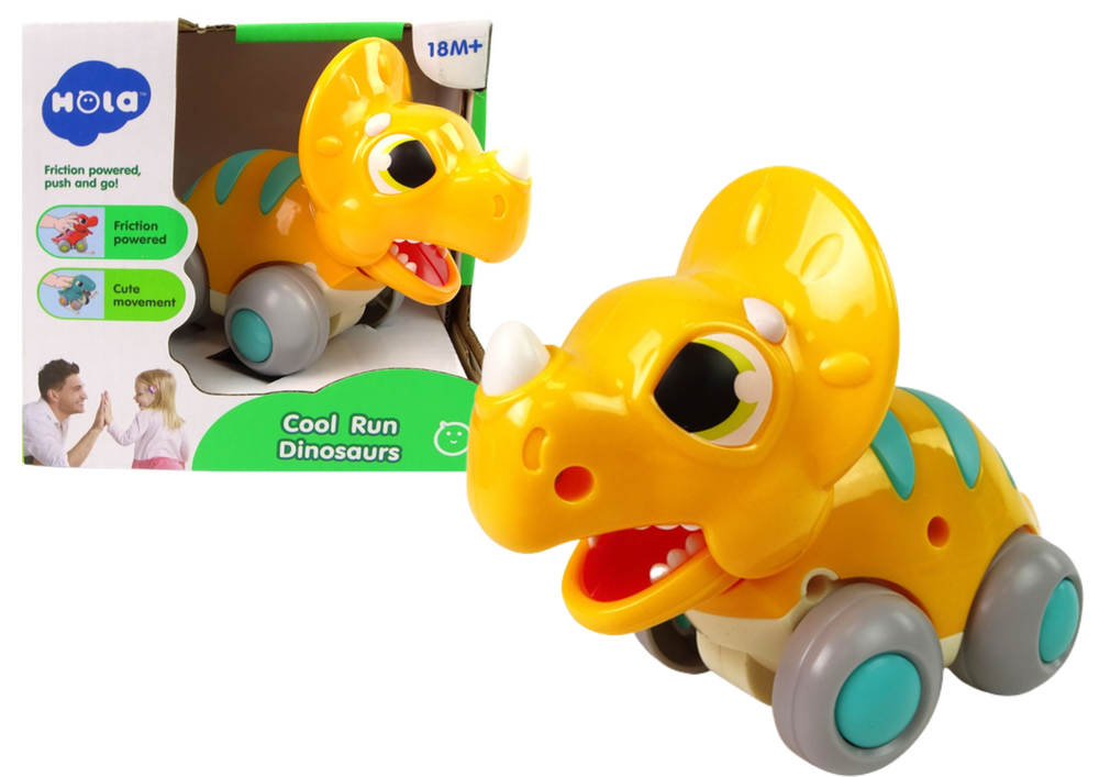 Dinosaur on Wheels Yellow Triceratops Figurine