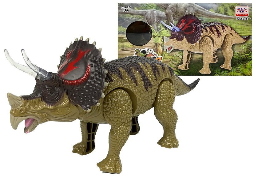 Dinosaur Triceratops Rex Battery Operated Green