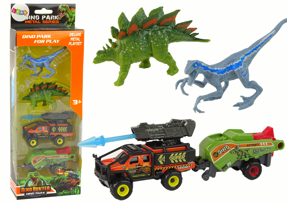 Dinosaurs Set Auto Rocket Orange Semi Trailer