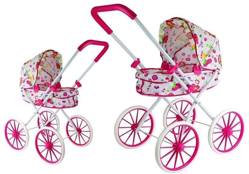 Doll Pram Retro Big Wheels Flowers