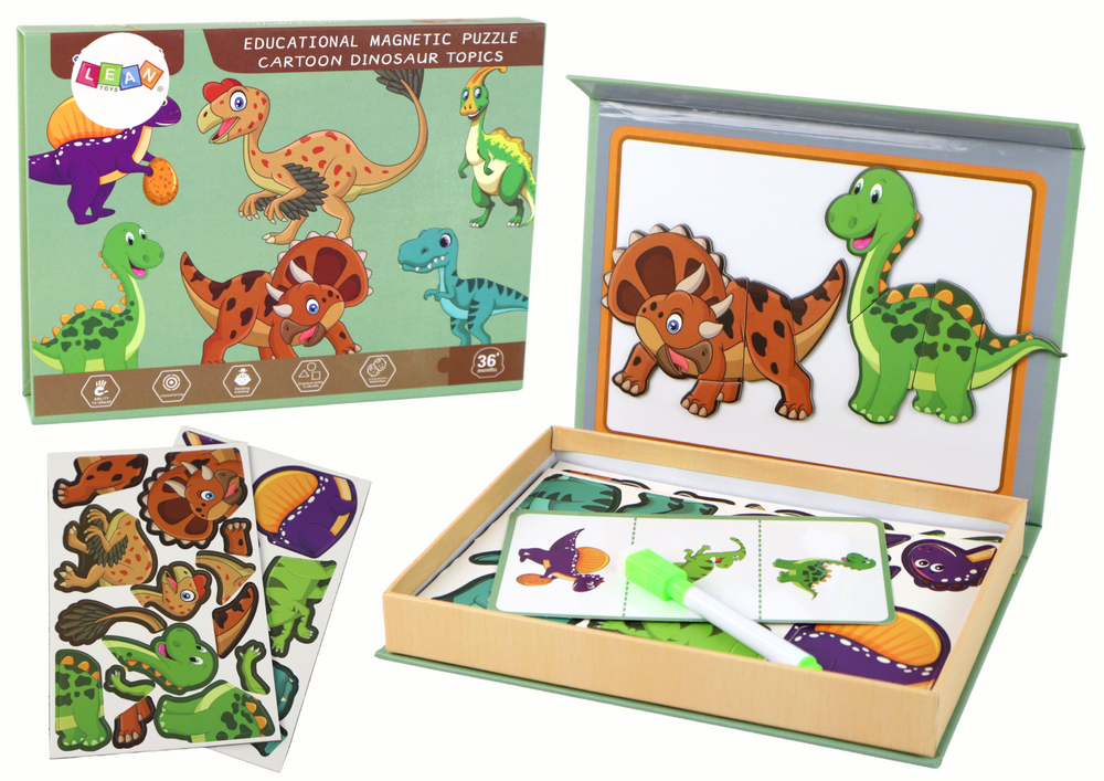 Educational Magnetic Puzzle Set With a Dinosaur Theme