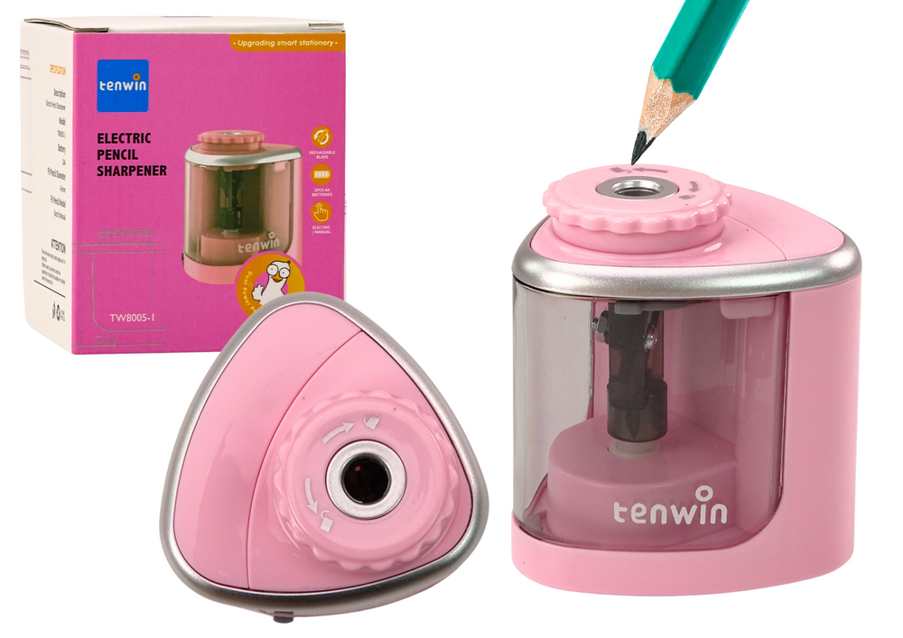 Electric Pink Sharpener for Crayons and Pencils 6-8 mm