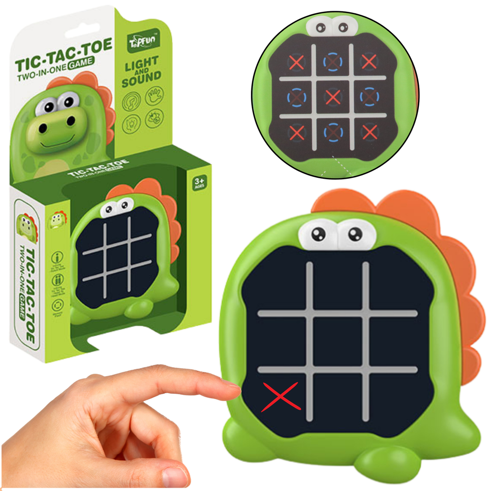 Electronic Game 3in1 Tic Tac Toe Memory Green Dinosaur