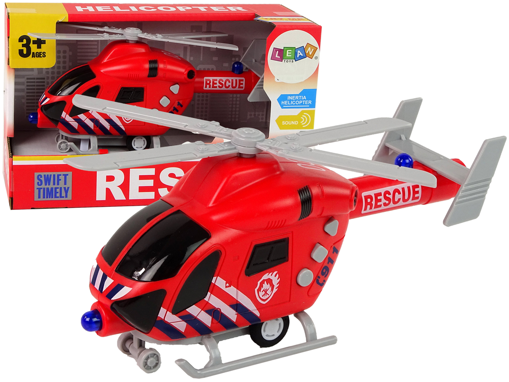 Fire Brigade Rescue Helicopter Red Sound Lights Propellers