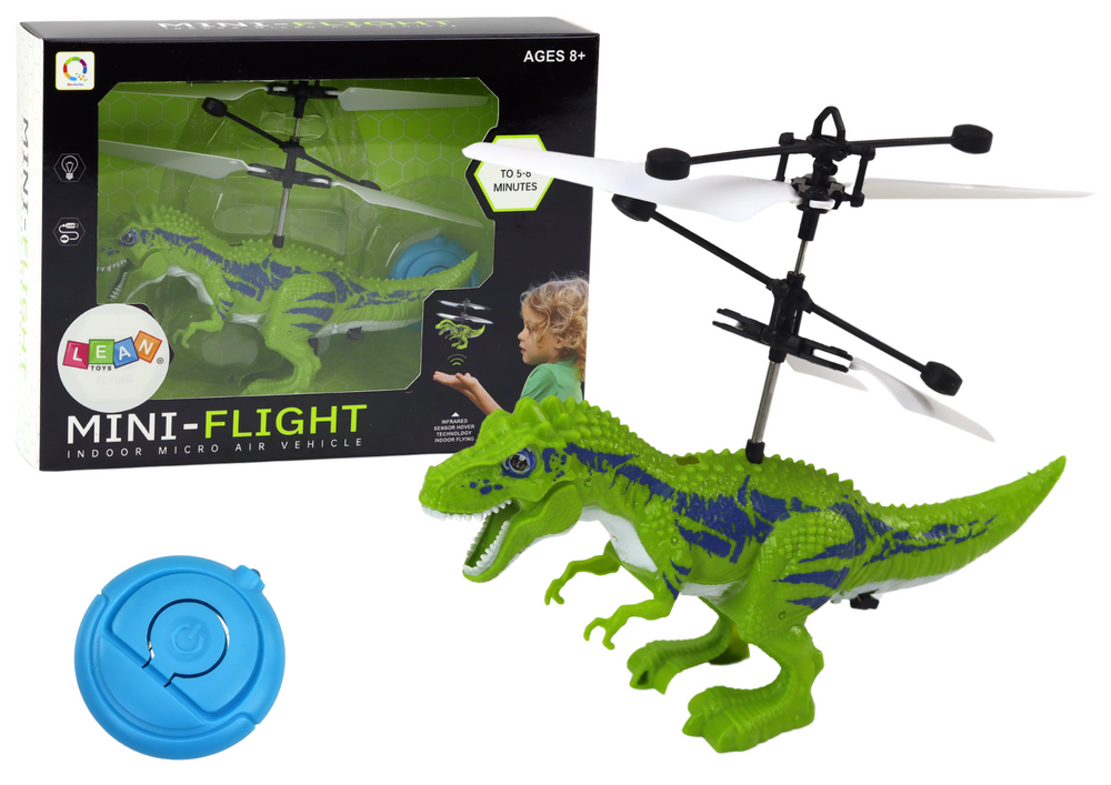 Flying Dinosaur Hand Controlled Helicopter Green