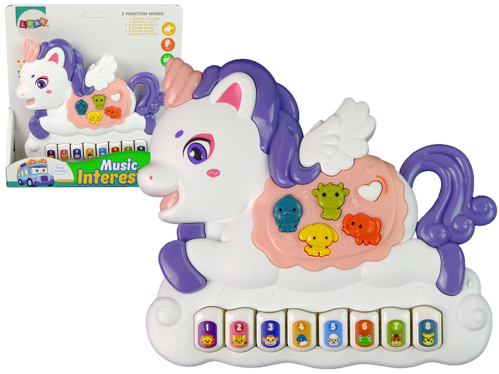 Interactive Piano Unicorn Sound Animals Vehicle Sounds Melodies White