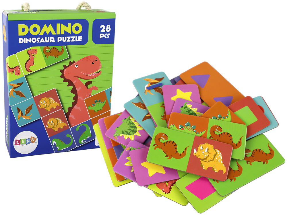 Logic Game Double-Sided Puzzle Dominoes Dinosaurs 10cm x 5cm 28 Pieces.