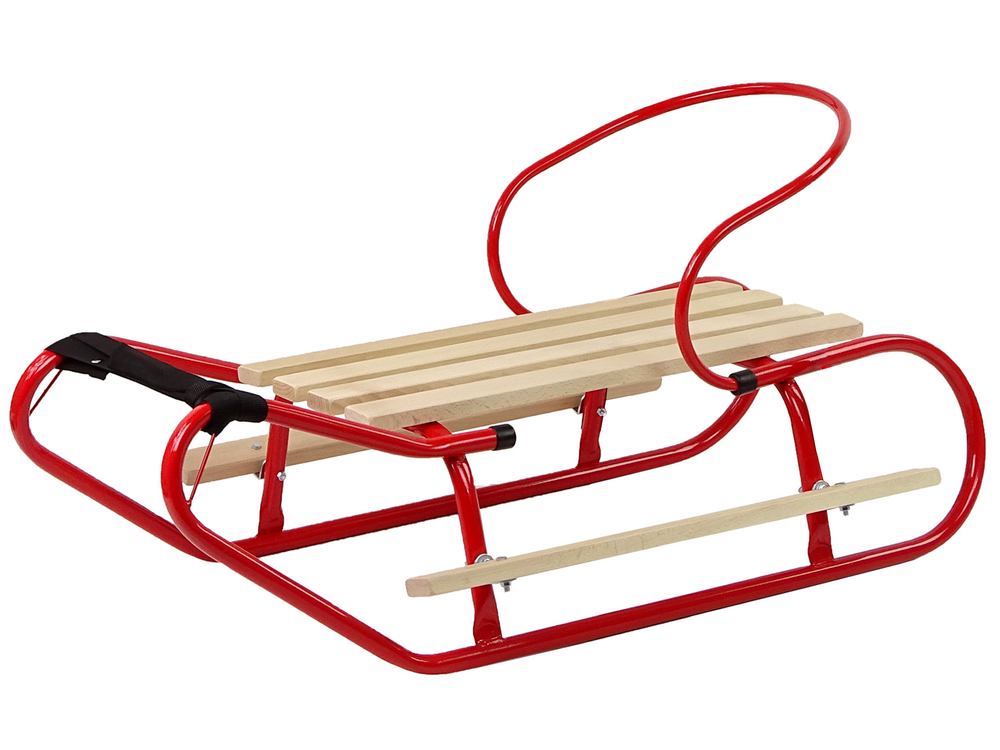 Metal Sled with Backrest Strap Red