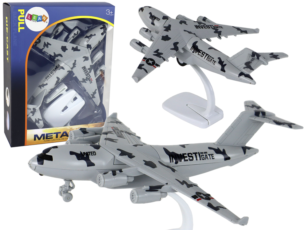 Military Gray Camo UNITED Airplane Figurine HW-605