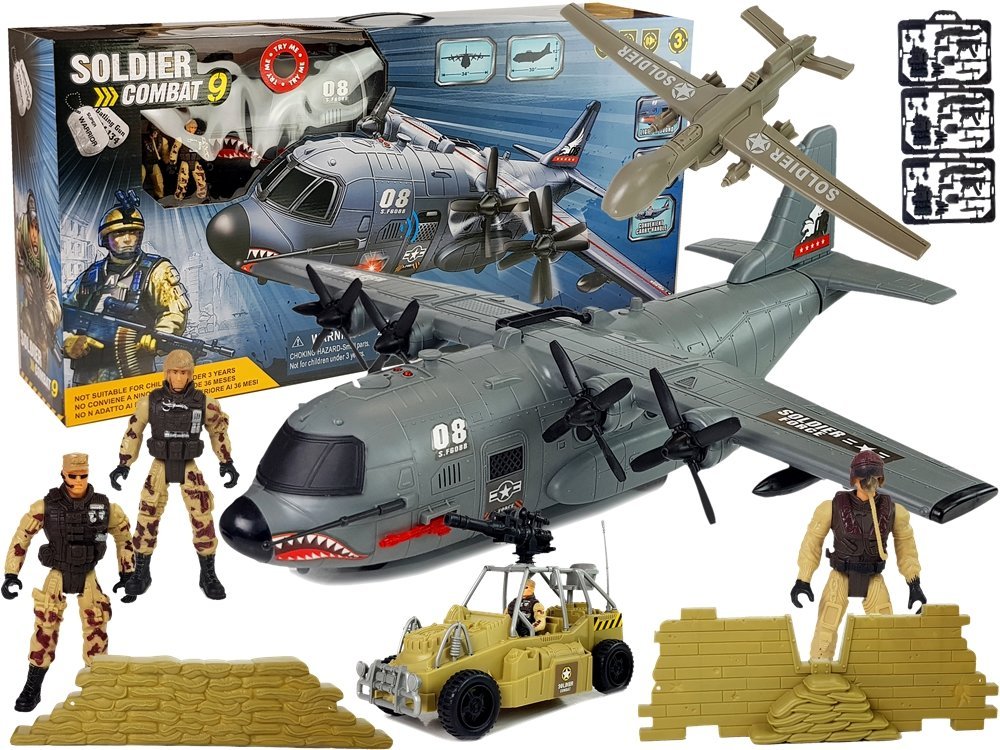 Military Set Huge Military Plane 87 cm with Sounds Lights Military Accessories